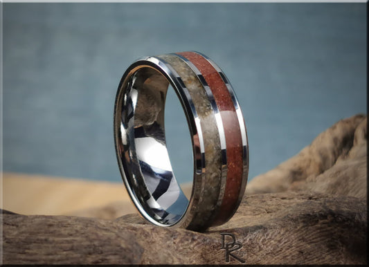 Tungsten Carbide 8mm Dual-Channel Ring with Exotic Fort Kochi and Gilf Kebir Sand inlays - metal ring