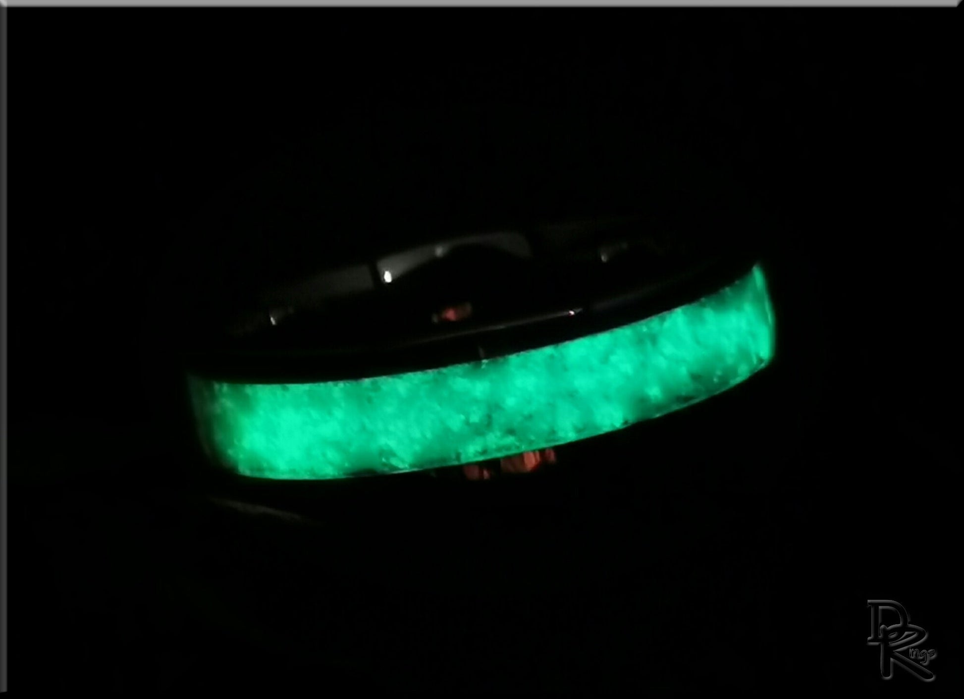 Tungsten Carbide Channel Ring w/Opal and Glow inlay - metal ring